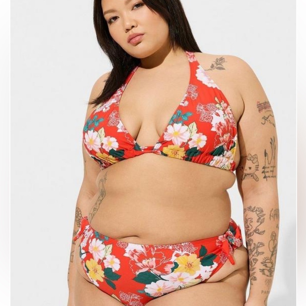 RARE Set! Torrid sz‎ 2 Floral Shadow Bloom String Bikini Bathing Swim Suit 2X